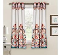 Lush Decor Clara Curtains - Juego de Paneles de Ventana filtrantes de luz de Estilo Bohemio con Estampado de Cachemira y Damasco para Sala de Estar, Comedor, Dormitorio (par), 52 Pulgadas de Ancho x