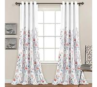 Lush Decor Clarissa - Par de Cortinas para oscurecer la habitación, 213,4 cm de Largo x 132,1 cm de Ancho, Color Azul y Coral