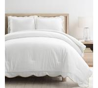 Lush Decor Coastal Chic - Juego de edredón con Borde Festoneado Neutro/Blanco, Juego de 3 Piezas King/California King, Juego de Ropa de Cama de Lujo Suave y Elegante