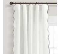 Lush Decor Coastal Chic - Par de Paneles de Cortinas para Ventana con Borde Festoneado, 52 Pulgadas de Ancho x 84 Pulgadas de Largo, Gris y Blanco