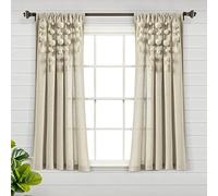 Lush Decor Cortina Bohemia con borlas para Ventana (Panel Individual), 63 Pulgadas de Largo x 52 Pulgadas de Ancho, Lino Oscuro
