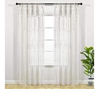 Lush Decor Cortina Bohemia de algodón con Textura de macramé, para Ventana, Divisor de habitación, Puerta, decoración de Pared, 84 Pulgadas de Largo x 40 Pulgadas de Ancho, Color Blanco