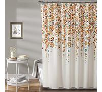 Lush Decor - Cortina de Ducha con diseño de Flores Llorando, Turquesa y Mandarina, 72 Inches x 72 Inches