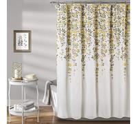 Lush Decor Cortina de Ducha con diseño de Flores lloronas de Tela, diseño Floral de Vid, 72 x 72 Pulgadas, Amarillo y Gris