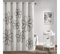 Lush Decor Cortina de Ducha con Volantes de Flores, 182.88 cm x 182.88 cm, Gris Claro