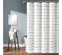 Lush Decor Cortina de Ducha de algodón teñido a Rayas degradadas, 72 Pulgadas de Ancho x 72 Pulgadas de Largo, Gris y Multicolor, Rayas copetudas Coloridas, Cortina de Ducha degradada, decoración de