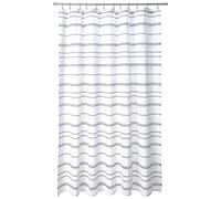 Lush Decor - Cortina de Ducha de Jacquard con Clip a Rayas, 182,88 x 182,88 cm, Color Blanco y Gris