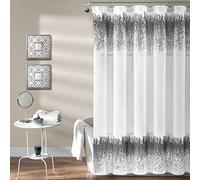 Lush Decor Cortina de Ducha de Lentejuelas Shimmer 182.88 cm x 177.8 cm, Blanco y Negro