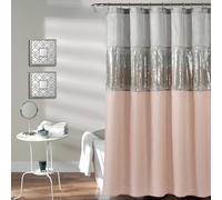 Lush Decor Cortina de Ducha Night Sky, 72 x 72 Pulgadas, Gris y Rubor