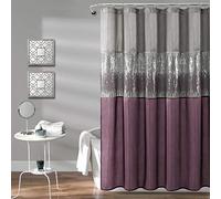 Lush Decor Cortina de Ducha Night Sky, poliéster, Gris y Morado, 72 Pulgadas de Ancho x 72 Pulgadas de Largo (Paquete de 1)