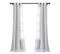 Lush Decor, Cortina Transparente con Lunares (213 x 96,5 cm), Color Azul Marino y Blanco