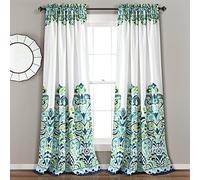 Lush Decor, Cortinas Azul y Verde Clara con Estampado de Cachemira, Damasco, Estilo Bohemio, para oscurecer la habitación, para Sala de Estar, Comedor, Dormitorio, 213 x 52 x 213 x 132 cm