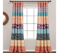 Lush Decor Cortinas Bohemias a Rayas de 241 x 132 cm, Color Fucsia y Naranja