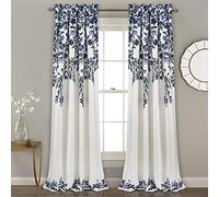 Lush Decor Cortinas Tanisha, Poliéster, Azul Marino y Blanco, 52W x 84L
