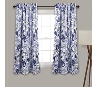 Lush Decor, Cynthia - Juego de Cortinas de oscurecimiento jacobeo para Sala, Comedor, Dormitorio, 160 cm de Largo, Color Azul