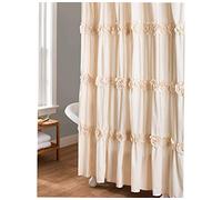 Lush Decor Darla Cortina de Ducha Floral Fruncida, 72 x 72 Pulgadas, Marfil, poliéster algodón, Crema, 183x 183 cms
