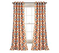 Lush Decor Diamond Ikat - Cortinas con Estampado geométrico para oscurecer la habitación, Juego de Paneles de Ventana para Sala de Estar, Comedor, Dormitorio (par), 84 x 52 Pulgadas, Naranja Turquesa