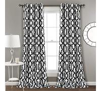 Lush Decor Edward - Cortinas enrejadas filtrantes de luz para Sala, Comedor, Dormitorio (par), Blanco y Negro, 52 Pulgadas de Ancho x 95 Pulgadas de Largo