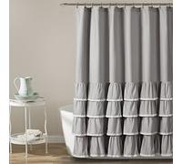 Lush Decor Ella Lace Ruffle Cortina de Ducha, Poliéster, Gris, W 72" x L 72" (1 Panels)