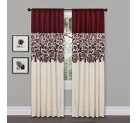 Lush Decor Estate Garden Cortina, Poliéster, Rojo, 1" W x 54" L (Pack of 1)