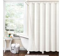 Lush Decor Farmhouse - Juego de 2 Cortinas de Ducha con Textura Transparente con Forro de Peva, 72 x 72 Pulgadas, Color Blanco