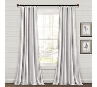 Lush Decor Farmhouse - Par de Cortinas de algodón Reciclado teñido a Rayas ecológicas, 241 cm de Largo x 106 cm de Ancho, Color Gris