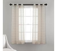 Lush Decor Farmhouse - Par de Paneles de Cortinas Transparentes con Ojales texturizados, 63 Pulgadas de Largo x 38 Pulgadas de Ancho, Beige
