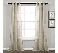 Lush Decor Farmhouse - Par de Paneles de Cortinas Transparentes con Ojales texturizados, 84 Pulgadas de Largo x 38 Pulgadas de Ancho, Neutro