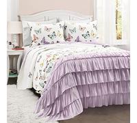 Lush Decor Flutter Butterfly - Juego de edredón de 3 Piezas, diseño de Mariposas, Color Lila, tamaño matrimonial/Queen
