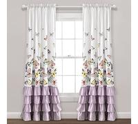 Lush Decor Flutter Butterfly - Par de Paneles de Cortina para Ventana, 84 Pulgadas de Largo x 52 Pulgadas de Ancho, Color Lila