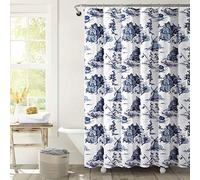 Lush Decor French Country Toile - Cortina de Ducha (183 x 183 cm), Color Blanco y Azul