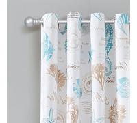 Lush Decor Harbor Life - Par de Paneles de Cortinas para Ventana con Filtro de luz, 84 Pulgadas de Largo x 52 Pulgadas de Ancho, Azul y Gris Pardo