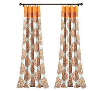 Lush Decor Harley - Par de Paneles de Cortina para Ventana, 213 cm de Largo x 132 cm de Ancho, Color Mandarina