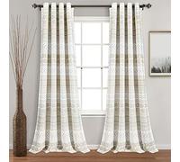 Lush Decor Hygge Geo - Par de Paneles de Cortinas para oscurecer la habitación, 213 cm de Largo x 132 cm de Ancho, Gris Pardo y Blanco