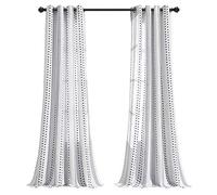 Lush Decor Hygge - Par de Cortinas a Rayas para Ventana, 132 cm de Ancho x 213 cm de Largo, Azul Marino y Blanco