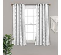 Lush Decor Hygge - Par de Cortinas para Ventana, 160 cm de Largo x 132 cm de Ancho, Color Blanco y Negro