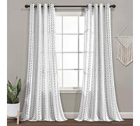 Lush Decor Hygge - Par de Paneles de Cortina para Ventana, 274 cm de Largo x 132 cm de Ancho, Blanco y Negro