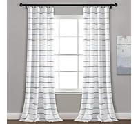 Lush Decor Juego de Cortinas a Rayas degradadas, 2, 40 Pulgadas de Ancho x 84 Pulgadas de Largo, Azul Marino, algodón Reciclado/poliéster, Bolsillo para Barra, Oficina en casa, casa de Campo