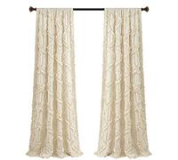 Lush Decor, Juego de Cortinas con diseño de Diamantes de Color Marfil con Textura para Sala de Estar, Comedor, Dormitorio (241 x 54, 241 x 137 cm