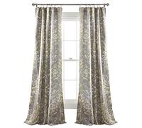 Lush Decor Juego de Cortinas de oscurecimiento de Hojas y Ramas de árbol para Sala, Comedor, Dormitorio (par), 84 x 52 Pulgadas, Color Gris y Amarillo