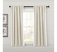Lush Decor Juego de Cortinas de Ventana de algodón Reciclado y teñido a Rayas de Granja, 106.7 cm de Ancho x 160.0 cm de Largo, Neutro, Encanto rústico Moderno clásico, Tela de algodón respetuosa con