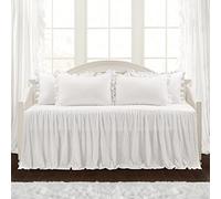 Lush Decor Juego de Funda de sofá Cama con Falda con Volantes, Juego de Ropa de Cama de Lujo de 5 Piezas, Elegante y Encantador Detalle de Volantes, Estilo Atemporal y diseño clásico, Suave y Ligero,