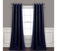 Lush Decor - Juego de Paneles de Cortinas Opacas con Ojales, Color Azul Marino, 52 x 95 Pulgadas