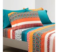 Lush Decor Juego de sábanas Suaves de 6 Piezas, King, Turquesa y Mandarina