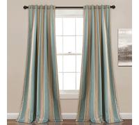 Lush Decor Julia - Par de Paneles de Cortinas filtrantes de luz a Rayas, 274 cm de Largo x 132 cm de Ancho, Color Azul