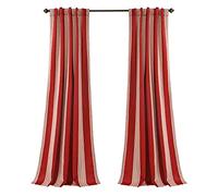 Lush Decor Julia Stripe - Cortinas para oscurecer la habitación, 213 x 132 cm, Color Rojo