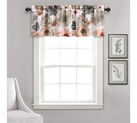 Lush Decor Leah - Cenefa de filtro de luz floral, 52 pulgadas de ancho x 18 pulgadas de largo, coral y gris, cortina floral, decoración de primavera, flores coloridas en flor, cenefas de baño o cocina