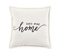 Lush Decor Let's Stay Home - Funda de Almohada Decorativa para Cama Individual, 20 x 20 Pulgadas, Color Blanco