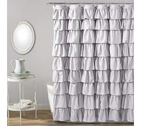 Lush Decor, Lilac Ruffle Shower Curtain | Floral Textured Shabby Chic Farmhouse Style Design x 72