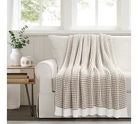Lush Decor Manta de Punto Elegante y Suave, 60 x 50 Pulgadas, Neutral